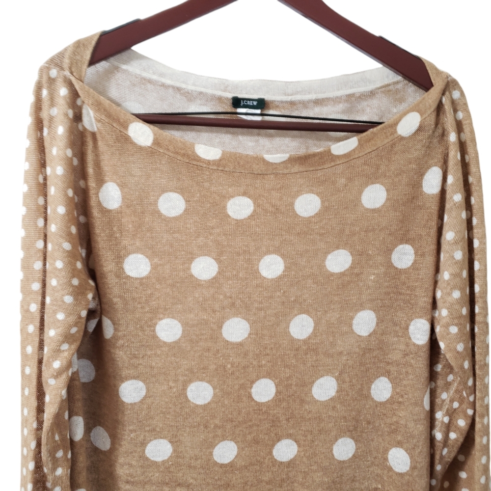 J. Crew 100% Linen Polka Dot Sweater Size XL - Picture 3 of 13